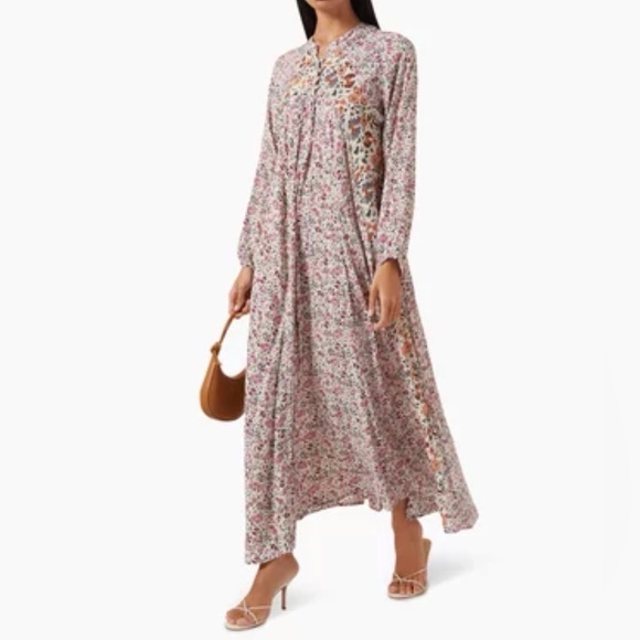 Natalie Martin Fiore Pink Floral Long Sleeve Flowy Maxi Dress size Small - Picture 2 of 16